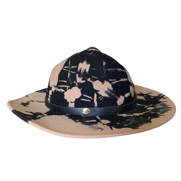 Hatch Fedora Wool Tie Dye Hat One Size Tan Black - Picture 5 of 7